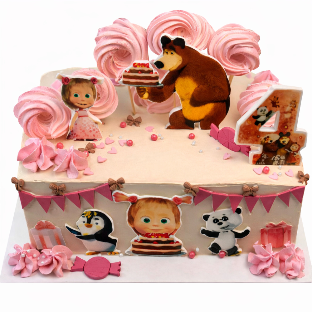 Детский кремовый торт с мультяшным декором